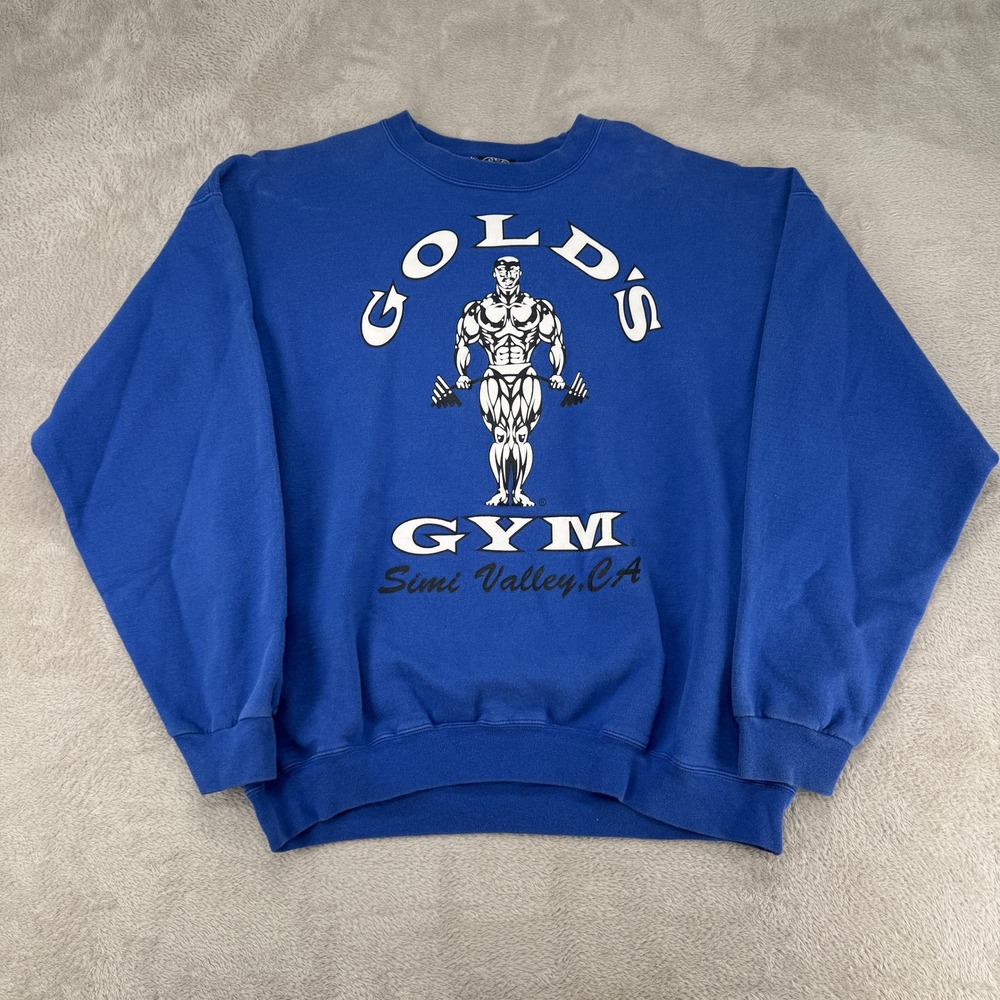 Vintage Golds Gym Mens Sweatshirt XL Blue Simi Valley CA Preowned Crewneck